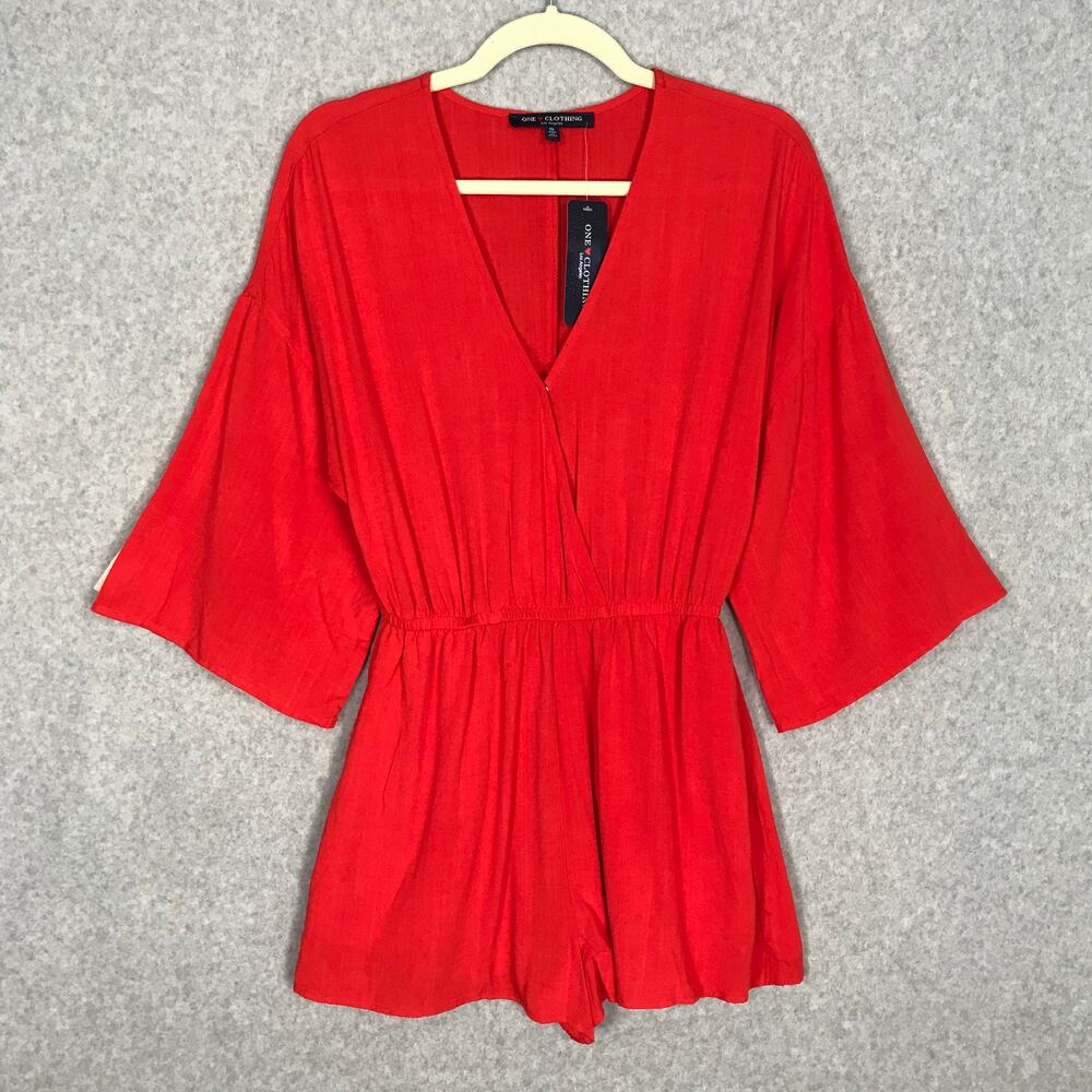 One Clothing Wrap Pleated Romper Small Flowy Pockets Feminine Resort Kimono